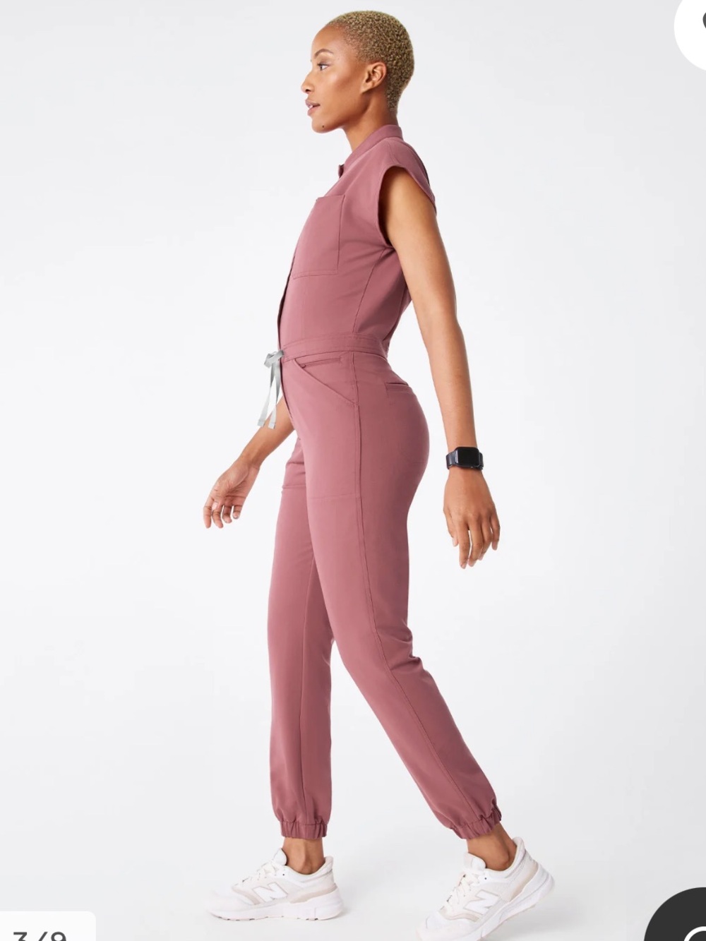 FIGS Rafaela Jogger Scrub Jumpsuit in mauve, Large Tall 31” - Picture 7 of 16